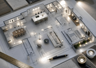 Ledwark lighting in an interior space